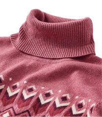L.L.Bean Women's Cotton/Cashmere Sweater, Turtleneck Intarsia CLOTHING|SALE