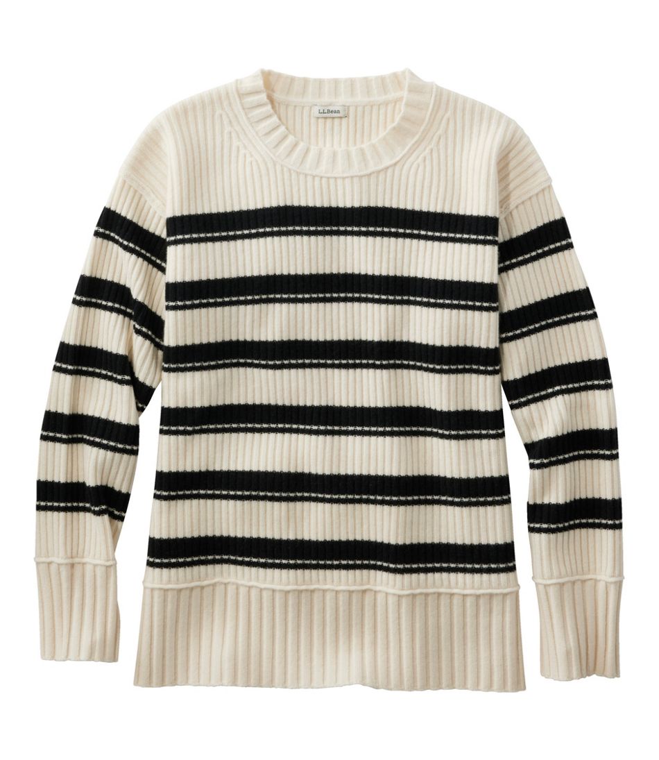 L.L.Bean Women's Heritage Heirloom Wool/Cashmere Sweater, Crewneck Stripe CLOTHING|SALE