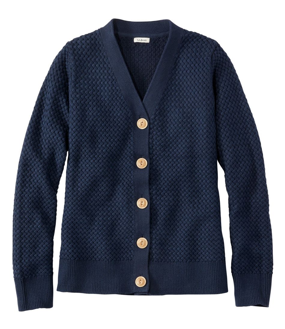 L.L.Bean Women's Basketweave Sweater, Button-Front Cardigan CLOTHING|SALE