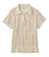 L.L.Bean Women's Organic Cotton Slub Pointelle Sweater, Polo CLOTHING