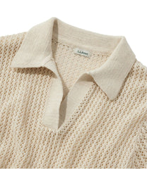L.L.Bean Women's Organic Cotton Slub Pointelle Sweater, Polo CLOTHING
