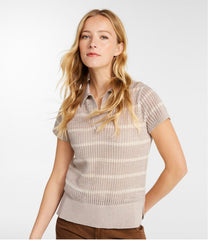 L.L.Bean Women's Organic Cotton Slub Pointelle Sweater, Polo CLOTHING