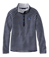 L.L.Bean Women's Lakewashed Double-Knit Quarter-Snap, Stripe CLOTHING