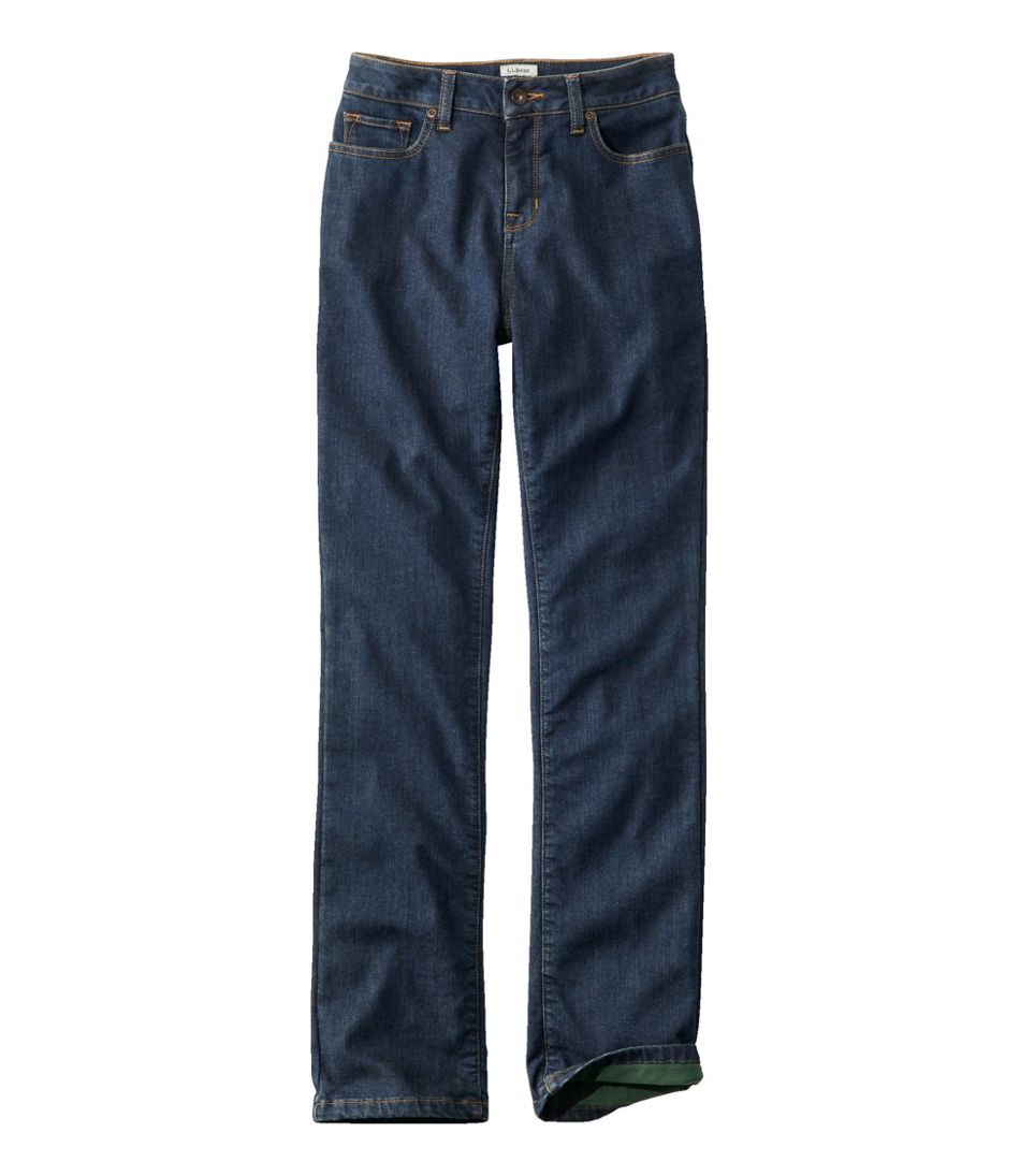 L.L.Bean Women's True Shape Jeans, High-Rise Straight-Leg Fleece-Lined CLOTHING