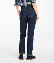 L.L.Bean Women's True Shape Jeans, High-Rise Straight-Leg Fleece-Lined CLOTHING
