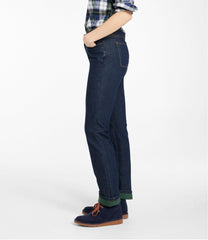 L.L.Bean Women's True Shape Jeans, High-Rise Straight-Leg Fleece-Lined CLOTHING