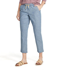 L.L.Bean Women's Lakewashed Pull-On Chinos, Mid-Rise Chambray Ankle Pants CLOTHING