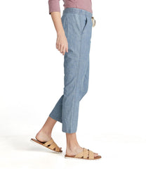 L.L.Bean Women's Lakewashed Pull-On Chinos, Mid-Rise Chambray Ankle Pants CLOTHING