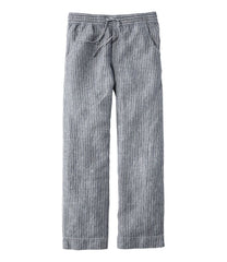 L.L.Bean Women's Premium Washable Linen Pull-On Pants, Stripe CLOTHING|SALE