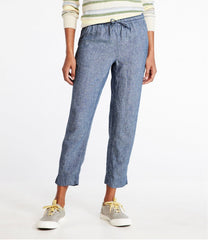 L.L.Bean Women's Premium Linen Pull-On Ankle Pants, Mid-Rise Tapered-Leg CLOTHING|SALE