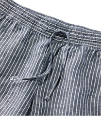 L.L.Bean Women's Premium Linen Pull-On Ankle Pants, Mid-Rise Tapered-Leg Stripe CLOTHING|SALE