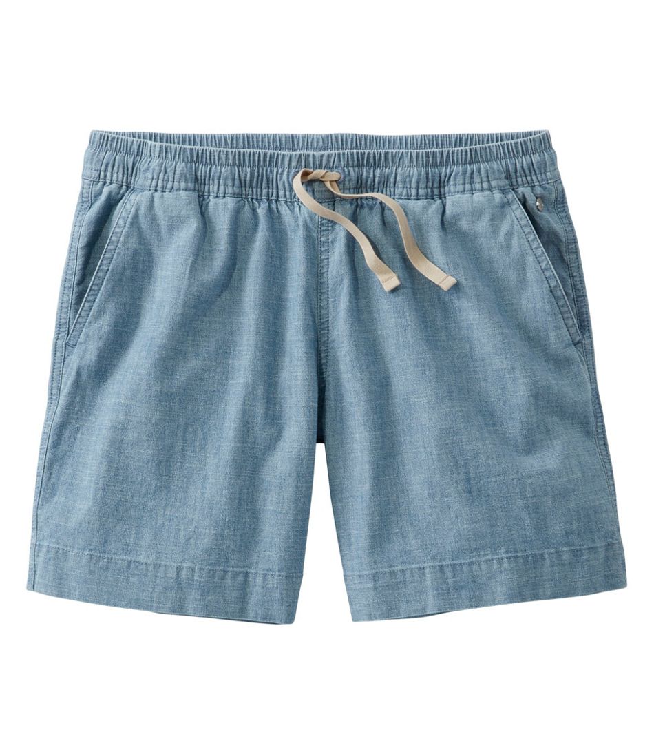 L.L.Bean Women's Lakewashed Dock Shorts, Mid-Rise Chambray CLOTHING