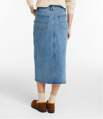 L.L.Bean Women's Signature Heritage Denim Midi Skirt CLOTHING