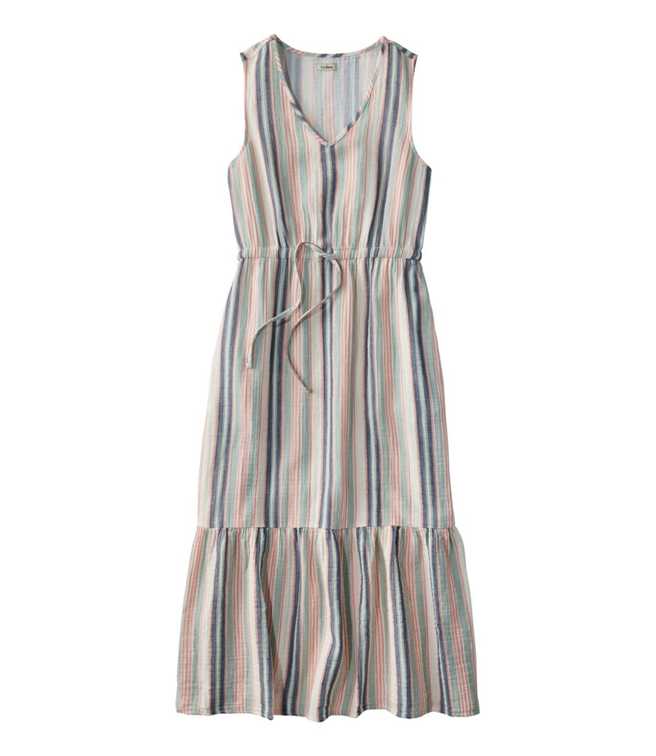 L.L.Bean Women's Cloud Gauze Midi Dress, Stripe CLOTHING