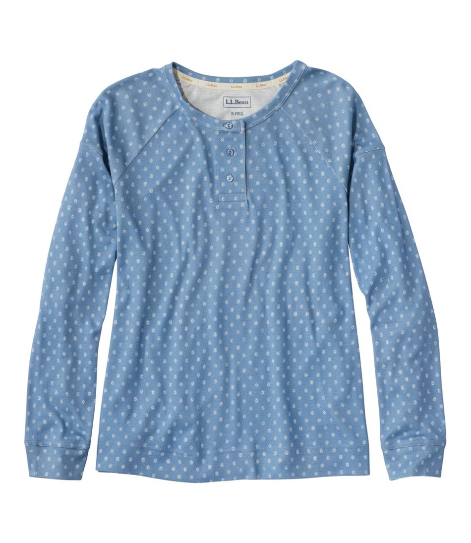 L.L.Bean Women's Restorative Sleepwear, Long-Sleeve Henley Print SALE|CLOTHING