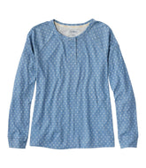 L.L.Bean Women's Restorative Sleepwear, Long-Sleeve Henley Print SALE|CLOTHING