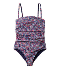 L.L.Bean Women's Coastal Essentials Swimwear, Bandeau Tanksuit Print CLOTHING
