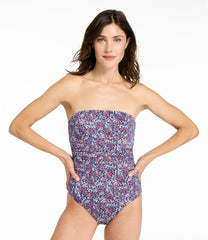 L.L.Bean Women's Coastal Essentials Swimwear, Bandeau Tanksuit Print CLOTHING