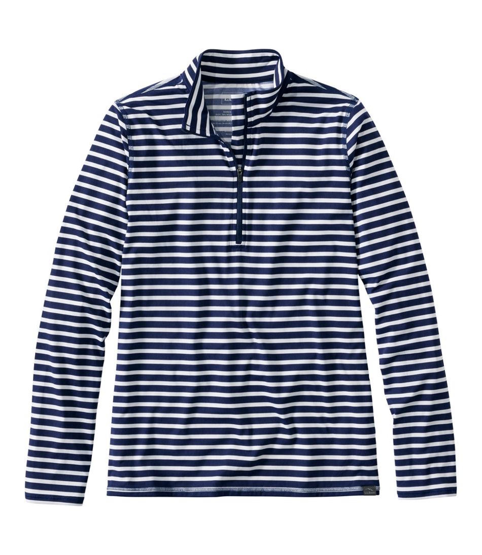 L.L.Bean Women's SunSmart® UPF 50+ Sun Shirt, Quarter-Zip Stripe CLOTHING