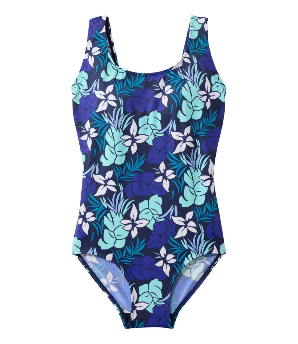 L.L.Bean Women's BeanSport Swimwear, Scoopneck Tanksuit Print CLOTHING