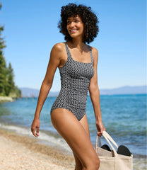 L.L.Bean Women's BeanSport Swimwear, Squareneck Tanksuit Print CLOTHING|SALE