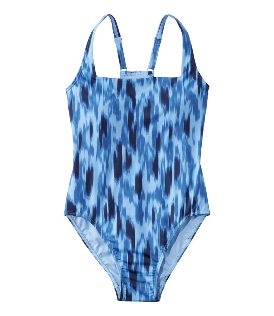 L.L.Bean Women's New Currents Swimwear, Squareneck Tanksuit Print CLOTHING|SALE