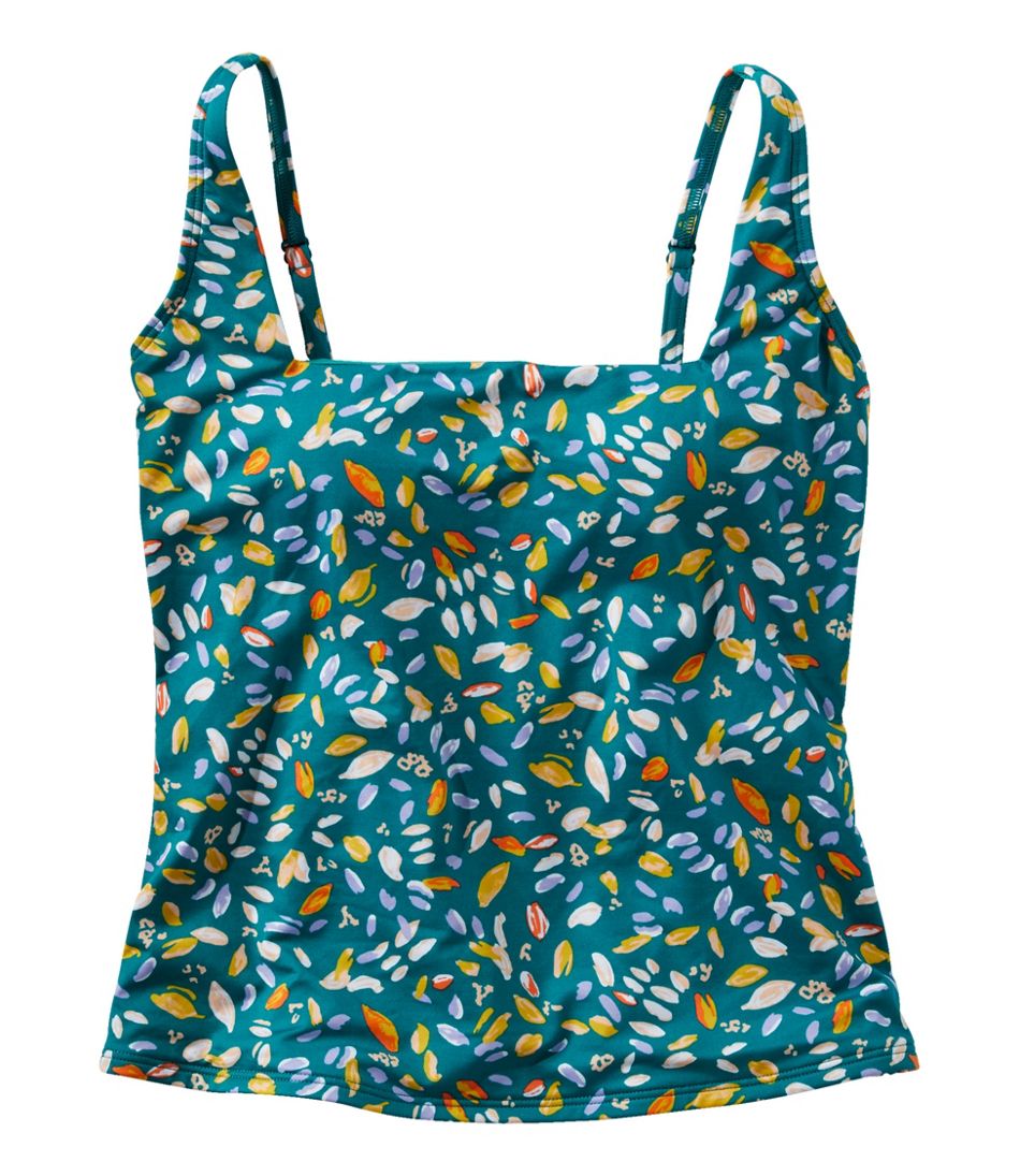 L.L.Bean Women's New Currents Swimwear, Squareneck Tankini Top Print CLOTHING|SALE