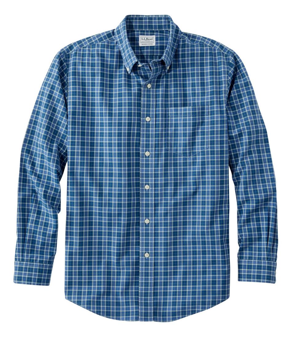 L.L.Bean Men's Wrinkle-Free Kennebunk Sport Shirt, Slightly Fitted Check CLOTHING