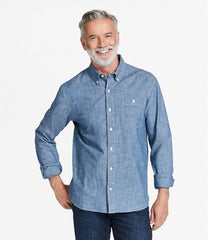 L.L.Bean Men's Comfort Stretch® Chambray Shirt, Traditional Untucked Fit, Long-Sleeve CLOTHING