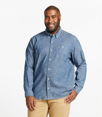 L.L.Bean Men's Comfort Stretch® Chambray Shirt, Traditional Untucked Fit, Long-Sleeve CLOTHING