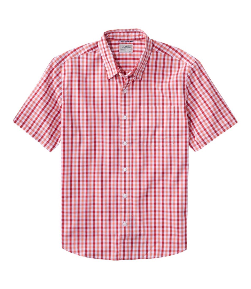 L.L.Bean Men's Comfort Stretch Performance® Shirt, Short-Sleeve, Slightly Fitted Untucked Fit, Plaid CLOTHING|SALE
