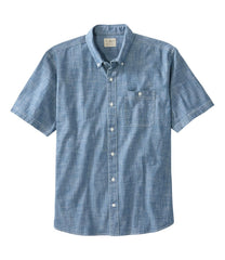 L.L.Bean Men's Comfort Stretch® Chambray Shirt, Traditional Untucked Fit, Short-Sleeve CLOTHING