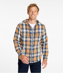 L.L.Bean Men's 1912 Field Flannel Shirt, Hooded, Slightly Fitted Untucked Fit, Plaid CLOTHING