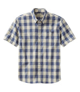 L.L.Bean Men's Comfort Stretch® Chambray Shirt, Traditional Untucked Fit, Short-Sleeve, Plaid CLOTHING|SALE