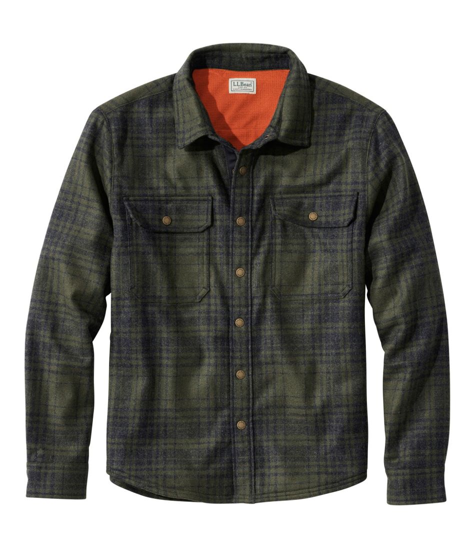 L.L.Bean Men's Maine Guide Lightweight Lined Wool Field Shirt, Plaid CLOTHING|OUTDOOR EQUIPMENT
