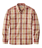 L.L.Bean Men's Comfort Stretch® Chambray Shirt, Long-Sleeve, Slightly Fitted Untucked Fit, Plaid CLOTHING|SALE