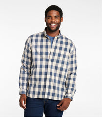 L.L.Bean Men's Comfort Stretch® Chambray Shirt, Long-Sleeve, Slightly Fitted Untucked Fit, Plaid CLOTHING|SALE