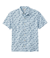 L.L.Bean Men's Lakewashed Performance Shirts, Button-Front Shirt, Short-Sleeve, Print CLOTHING|SALE