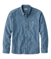L.L.Bean Men's Comfort Stretch® Chambray Shirt, Long-Sleeve, Slightly Fitted Untucked Fit CLOTHING|SALE