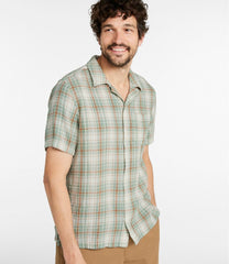 L.L.Bean Men's Cloud Gauze Shirt, Short-Sleeve, Slightly Fitted Untucked Fit, Plaid CLOTHING