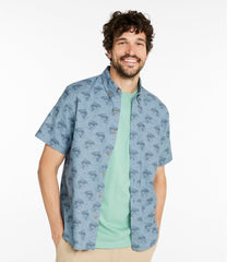 L.L.Bean Men's Stonecoast Hemp Shirt, Short-Sleeve, Slightly Fitted Untucked Fit, Print CLOTHING