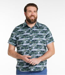 L.L.Bean Men's Stonecoast Hemp Shirt, Short-Sleeve, Slightly Fitted Untucked Fit, Print CLOTHING