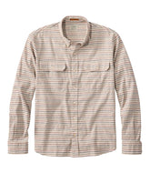 L.L.Bean Men's Stonecoast Hemp Shirt, Long-Sleeve, Slightly Fitted Untucked Fit, Stripe CLOTHING