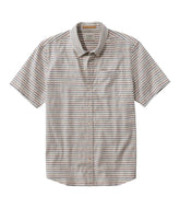 L.L.Bean Men's Stonecoast Hemp Shirt, Short-Sleeve, Slightly Fitted Untucked Fit, Stripe CLOTHING