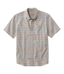 L.L.Bean Men's Stonecoast Hemp Shirt, Short-Sleeve, Slightly Fitted Untucked Fit, Stripe CLOTHING