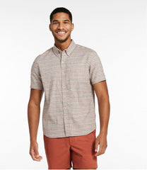 L.L.Bean Men's Stonecoast Hemp Shirt, Short-Sleeve, Slightly Fitted Untucked Fit, Stripe CLOTHING