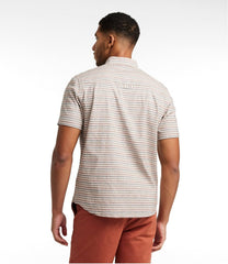 L.L.Bean Men's Stonecoast Hemp Shirt, Short-Sleeve, Slightly Fitted Untucked Fit, Stripe CLOTHING