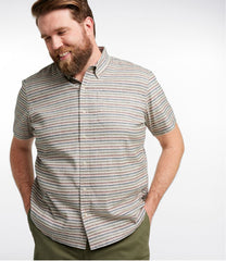 L.L.Bean Men's Stonecoast Hemp Shirt, Short-Sleeve, Slightly Fitted Untucked Fit, Stripe CLOTHING