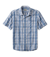 L.L.Bean Men's Organic Cotton Seersucker Shirt, Short-Sleeve, Slightly Fitted, Plaid CLOTHING|SALE