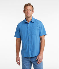 L.L.Bean Men's Organic Cotton Seersucker Shirt, Short-Sleeve, Slightly Fitted, Plaid CLOTHING|SALE